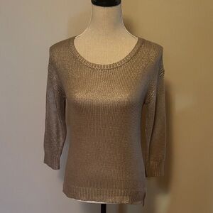 Halogen Shimmering Gold Scoop Neck Sweater